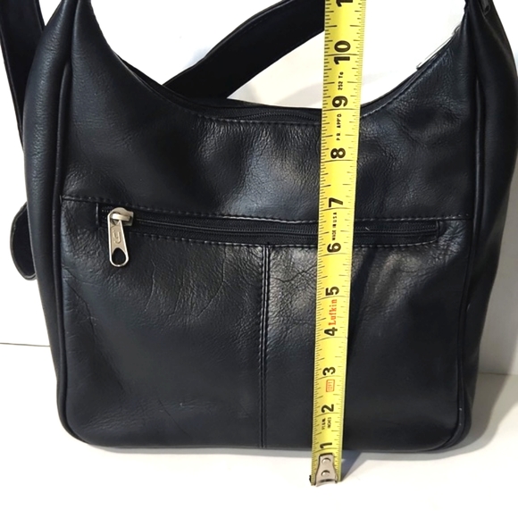 Nino Bossi Genuine Supple Soft Leather Classic Black Shoulder Bag - Picture 8 of 10